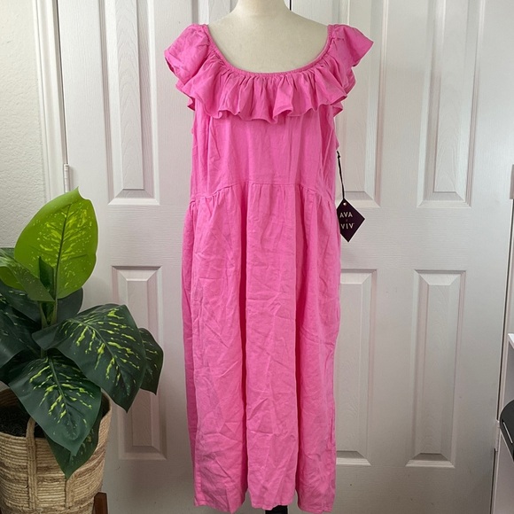 Ava & Viv- Womens Ruffle Maxi Empire Waist Dress Size 2X - Picture 2 of 16